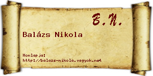 Balázs Nikola névjegykártya