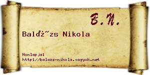 Balázs Nikola névjegykártya