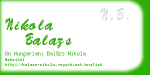 nikola balazs business card